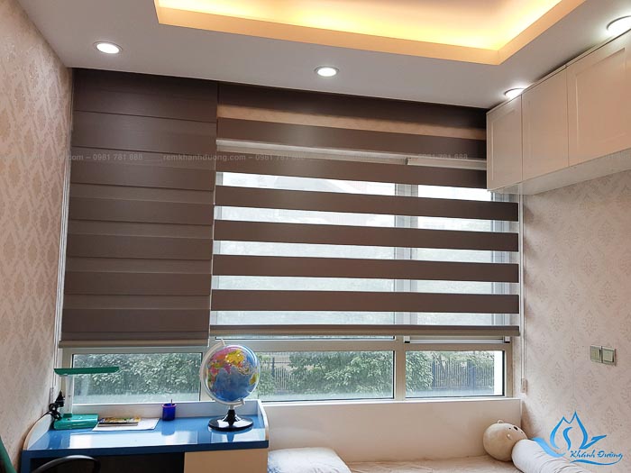 Sắc nâu nhạt của rèm phòng ngủ PO352