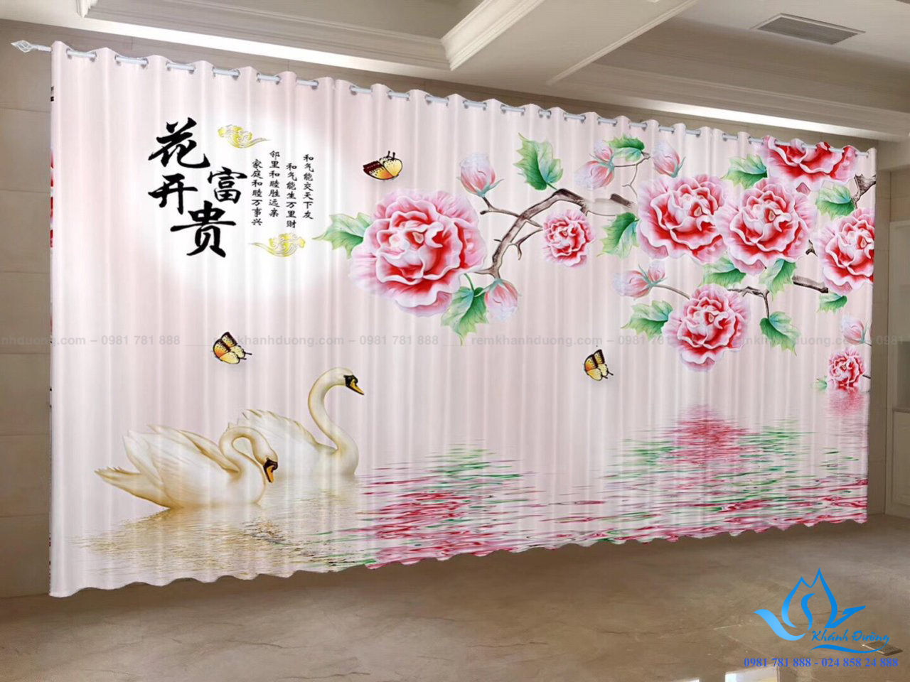 Mẫu rèm cửa vải in tranh 3D đẹp và tinh tế trong từng đường nét
