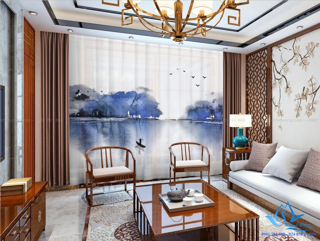 Hình ảnh trên rèm vải in tranh 3D RT22 mang vẻ đẹp tinh tế