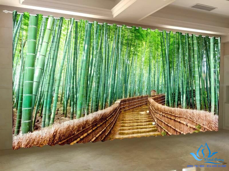 Hình ảnh rừng tre xanh được in trên rèm in tranh RT24