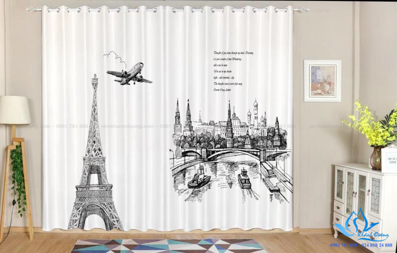 Rèm in tranh 3D hiện đại tại Nguyễn Biểu, Hà Nội RT28