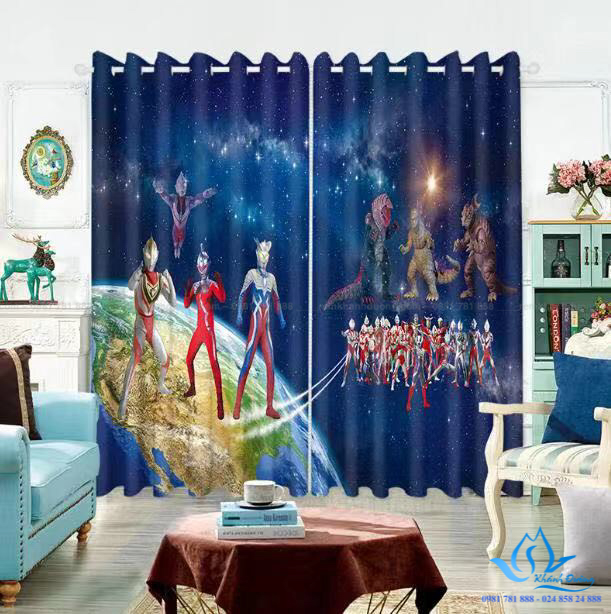 Hình hoạt hình được in trên rèm cửa in tranh 3D RT29