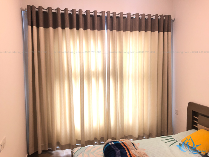Rèm vải 1 lớp phối màu nâu đẹp cho phòng ngủ mới