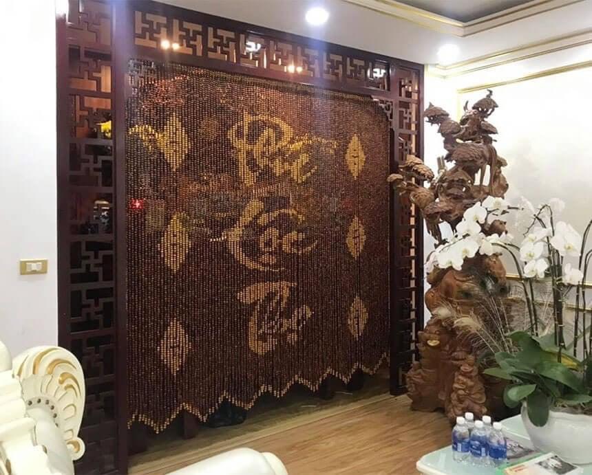 Rèm hạt gỗ phong thủy chất liệu hạt gỗ hương đỏ mùi thơm tự nhiên