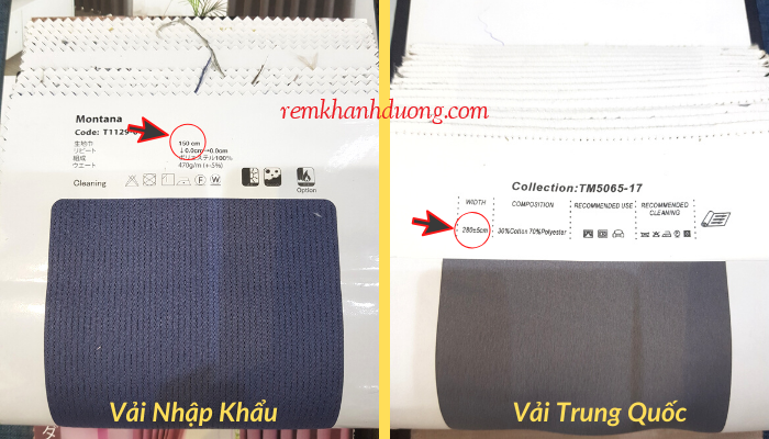 Phân biêt rèm vải Trung Quốc và rèm vải Nhập khẩu theo khổ vải rèm