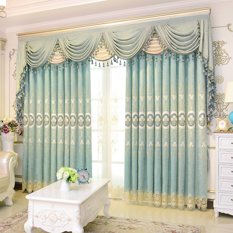 Rèm vải cổ điển phòng khách hoa văn đẹp