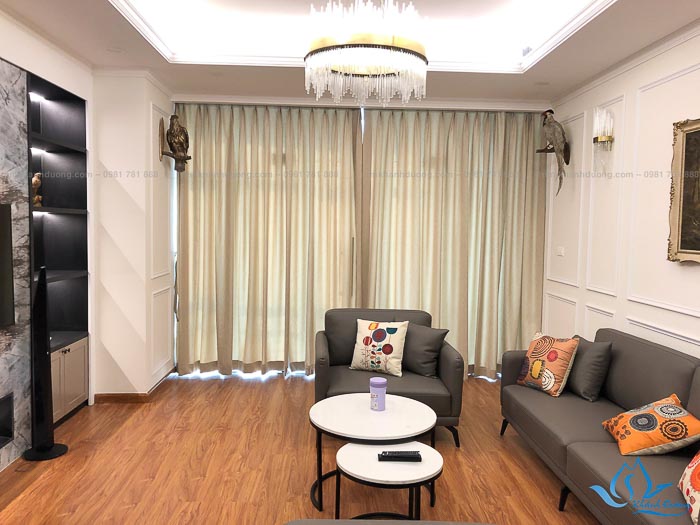 Kiểu rèm vải 1 lớp cho phòng khách tại Ngụy Như Kon Tum