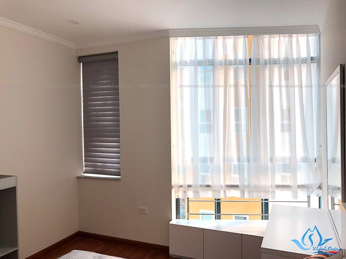 Rèm vải 1 lớp voan trắng điệu đà cho phòng ngủ