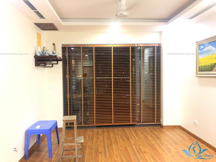 Rèm gỗ chống nắng cửa sổ chung cư tầng cao quận Nam Từ Liêm MSJ 007