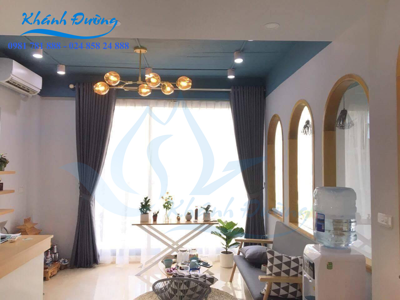 Rèm vải hai lớp phòng khách đẹp Gia Lâm, Hà Nội