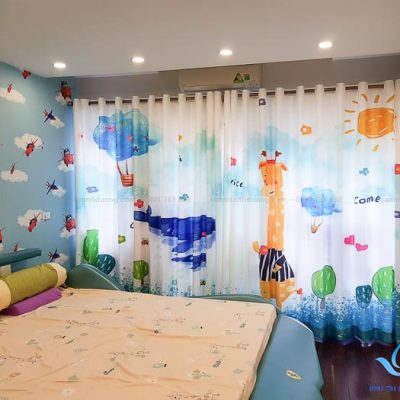 Giới thiệu mẫu rèm vải 3D cho phòng bé Âu Cơ, Tây Hồ, Hà Nội KD 001