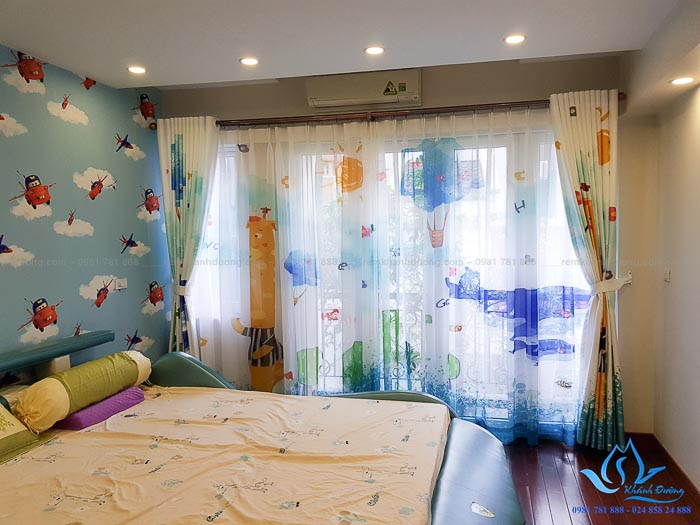 Giới thiệu mẫu rèm vải 3D cho phòng bé Âu Cơ, Tây Hồ, Hà Nội KD 001