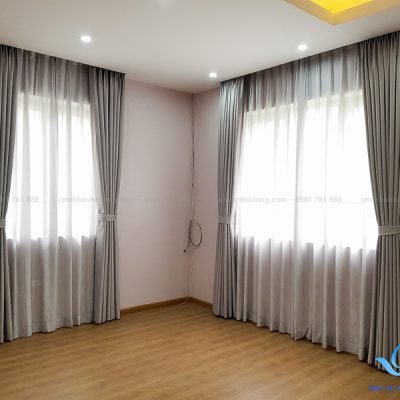 Lắp đặt rèm vải hai lớp cho biệt thự sang trọng Hà Đông, Hà Nội HL21
