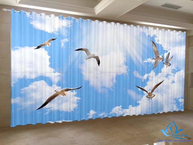 Lắp đặt rèm vải in tranh 3D họa tiết sáng tạo Tây Sơn, Hà Nội RT 06