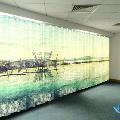 RT6 rèm vải in tranh 3D cao cấp