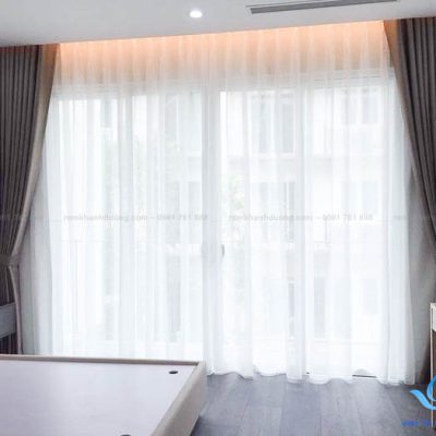 Màn cửa hai lớp tại phòng ngủ biệt thự cao cấp Linh Đàm, Hà Nội GP 568