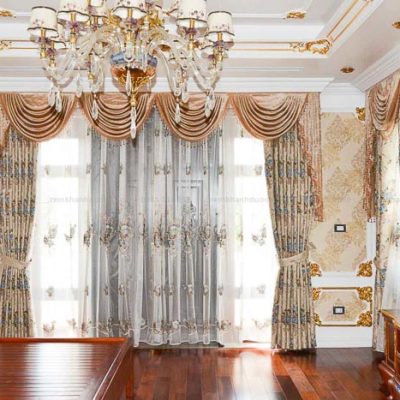 Mẫu rèm vải cổ điển cao cấp siêu biệt thự tại Long Biên, Hà Nội KD 03