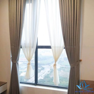 Mẫu rèm vải hai lớp cho phòng ngủ thanh lịch Tây Hồ, Hà Nội 688-10