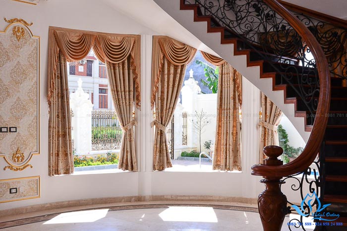 Mẫu rèm vải cổ điển cao cấp siêu biệt thự tại Long Biên, Hà Nội KD 03