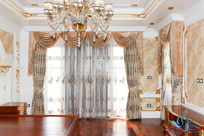 Mẫu rèm vải cổ điển cao cấp siêu biệt thự tại Long Biên, Hà Nội KD 03