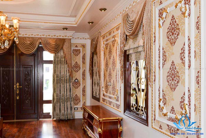 Mẫu rèm vải cổ điển cao cấp siêu biệt thự tại Long Biên, Hà Nội KD 03