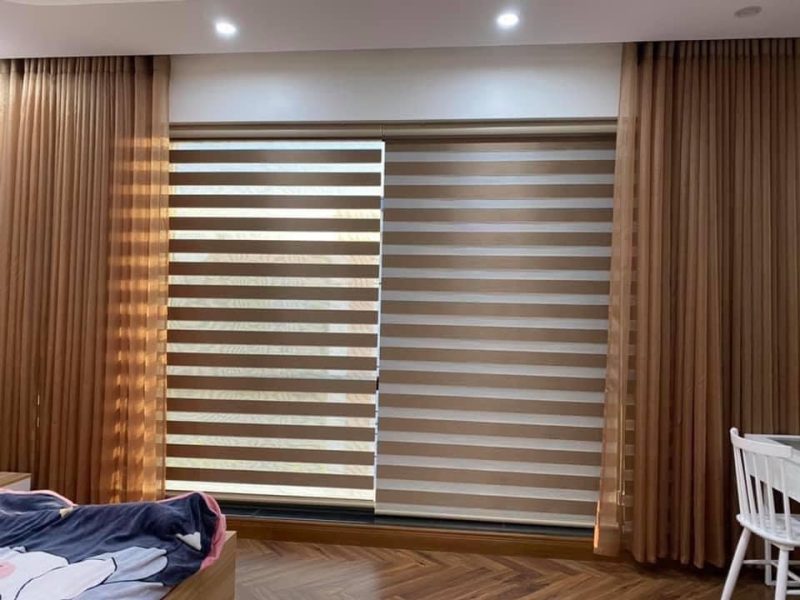 Rèm cầu vồng chống nắng cản sáng kết hợp rèm vải voan đẹp