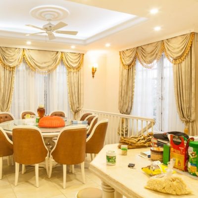 Rèm cổ điển hoa văn phòng bếp, phòng khách Tây Hồ, Hà Nội CD - 07