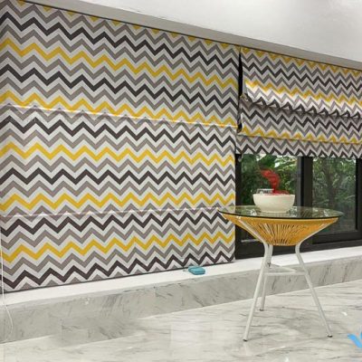 Rèm cửa roman xếp lớp phối màu đẹp RM 30 ở Trung Kính