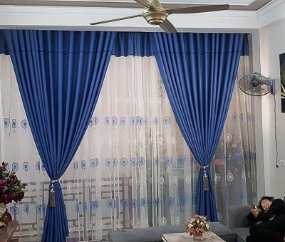 Rèm cửa sổ 2 lớp voan in hoa đẹp ở Hoài Đức mã TM 73