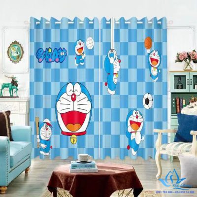 Rèm cửa vải đẹp in tranh hình ảnh hoạt hình cho bé tại Hàng Đậu RT29