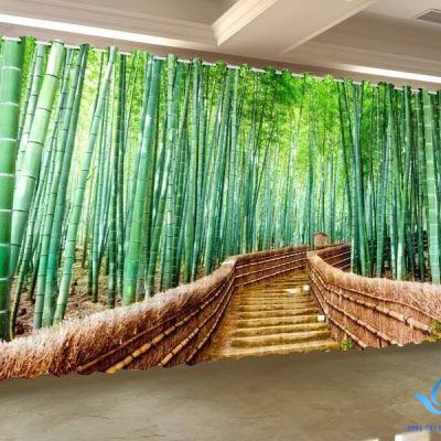 Rèm cửa vải đẹp in tranh thiên nhiên tinh tế tại Hàng Bún, Hà Nội RT24