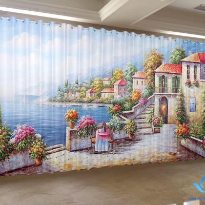 Rèm cửa vải in tranh 3D phòng ngủ bé gái tại Nguyễn Xí, Hà Nội RT17