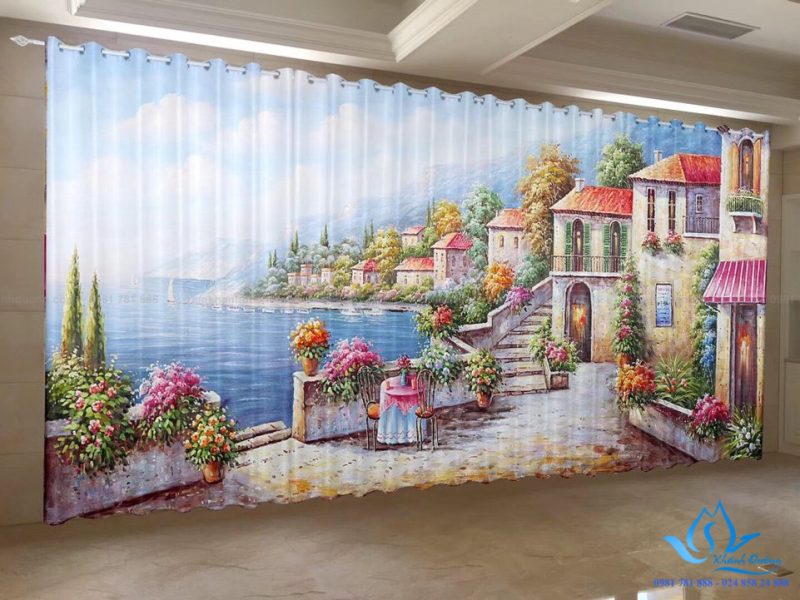 Rèm cửa vải in tranh 3D phòng ngủ bé gái tại Nguyễn Xí, Hà Nội RT17