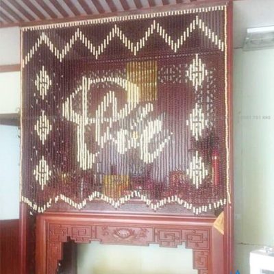 Rèm hạt gỗ bồ đề phong thủy đan chữ phúc cho không gian phòng thờ