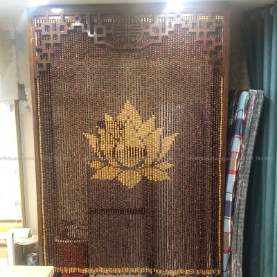 Rèm hạt gỗ bồ đề phong thủy đan hình hoa sen cho phòng thờ