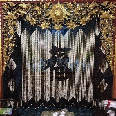Rèm hạt gỗ bách xanh cao cấp cho phòng thờ tại Bắc Ninh