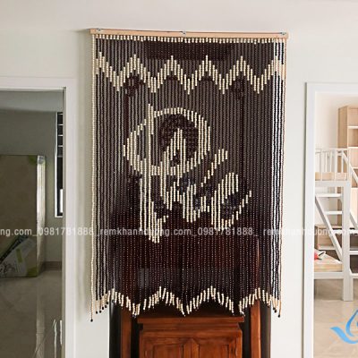 rèm hạt gỗ phòng thờ đẹp chữ Phúc tại chung cư Ngoại Giao Đoàn