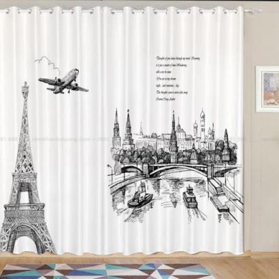 Rèm in tranh 3D hình ảnh hiện đại cho bạn trẻ tại Nguyễn Biểu RT28