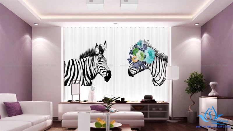 Rèm in tranh 3D hình ngựa vằn cho bé trai tại Khâm Thiên, Hà Nội RT18