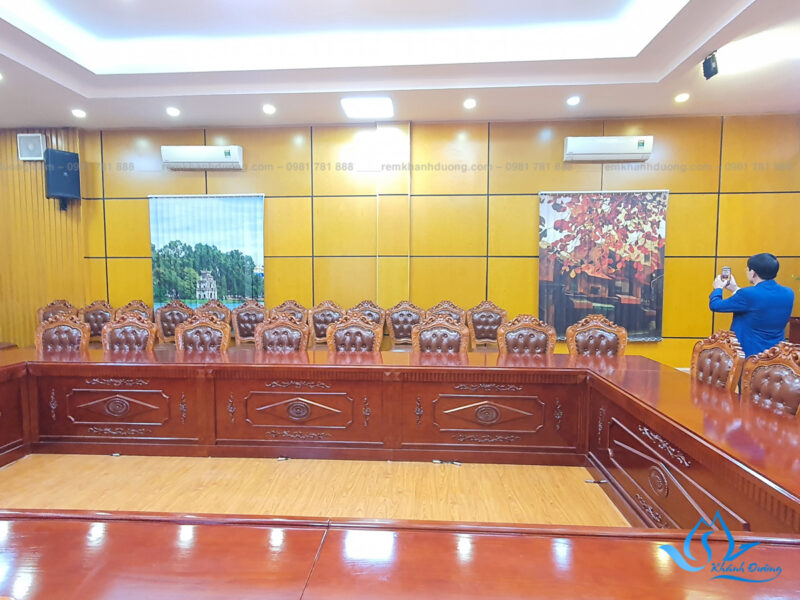 Rèm lá dọc in tranh 3D tại công ty Thủy Hải Sản
