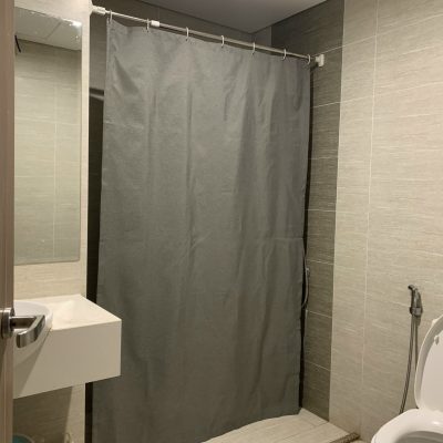 Rèm phòng tắm cao cấp chống nước màu ghi Hàn Quốc đẹp cho khách sạn 5 sao