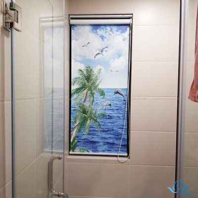 Rèm phòng tắm dạng cuốn tranh in 3D phong cảnh đẹp tại Cầu Giấy