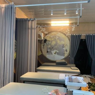 Rèm Spa ngăn giường màu ghi đẹp tại Hà Nội