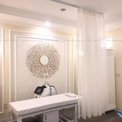 Rèm Spa voan thêu họa tiết cho spa tại Trung kính, Cầu Giấy