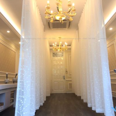 rèm Spa voan thêu họa tiết cho spa tại Trung kính cầu giấy  (3)