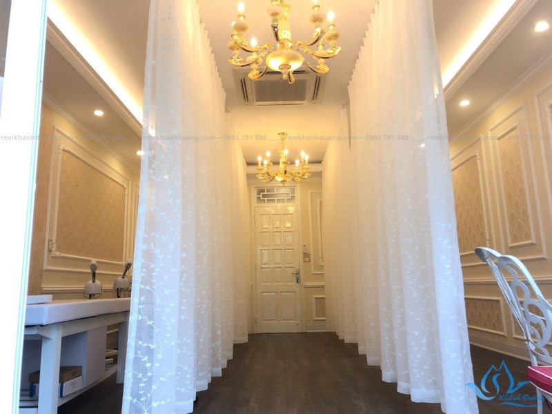 rèm Spa voan thêu họa tiết cho spa tại Trung kính cầu giấy  (3)