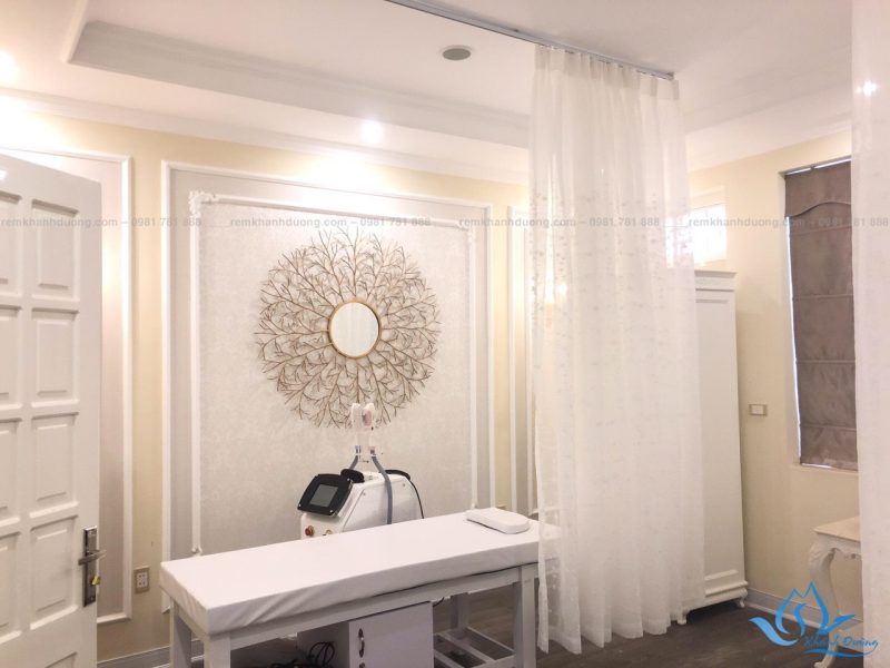Rèm Spa voan thêu họa tiết cho spa tại Trung kính, Cầu Giấy
