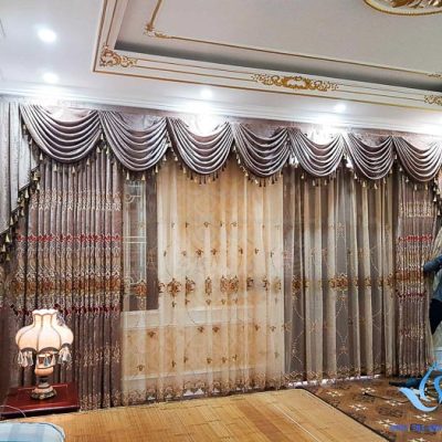 Rèm Tân cổ điển cho phòng ngủ biệt thự tại Âu Cơ, Tây Hồ, Hà Nội HP89