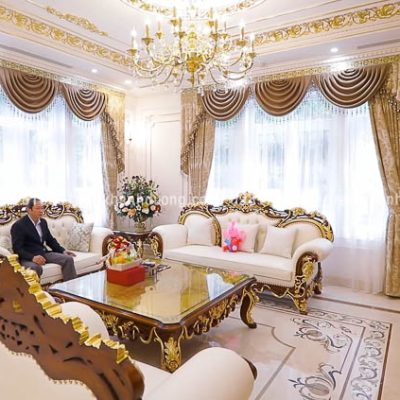 Rèm Tân cổ điển hai lớp đẹp thanh lịch tại Xuân Thủy, Hà Nội CĐ-09