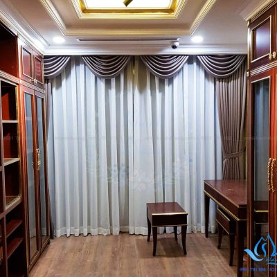 12.2  rèm vải tân cổ điển màu nâu vải thái lan cho chung cư  Discovery complex 302 cầu giấy hà nội giá 5500,000(2)